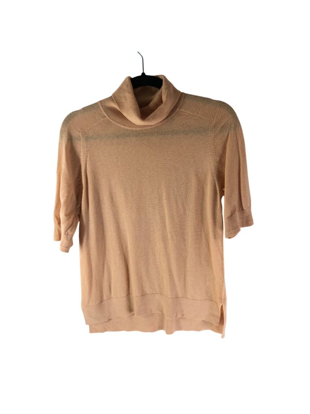Everlane Wool Cotton Blend Short Sleeve Turtleneck Peach Yellow Knit Top S